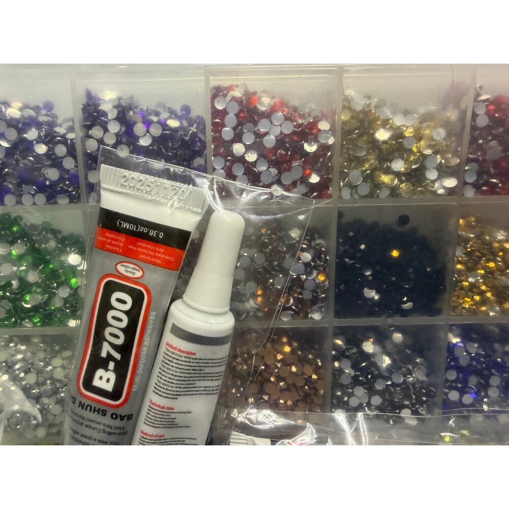 14000Pcs x2 Resin Rhinestones Multicolor 4mm Flatback Rainbow w/B7000 Glue - Picture 5 of 9